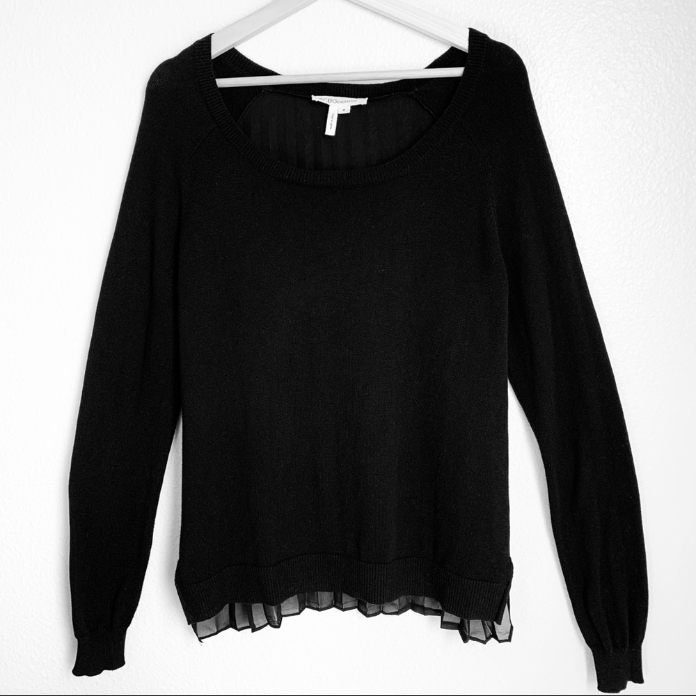 BCBGeneration Black Sweater w/Sheer Pleated Back